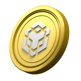 Bagian informasi platform dengan koin BNB dekoratif